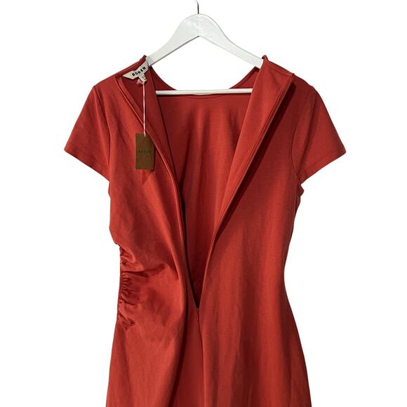 BODEN WOMENS SIZE 10R SIDE RUCHED STRETCH KNIT JERSEY MIDI DRESS RED NEW - Picture 10 of 15